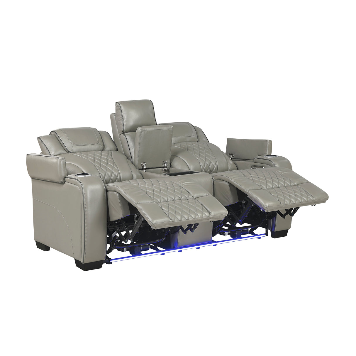 Apex Power Reclining Loveseat with Massage, Heat, LED and Console in Leather – Homelegance - Home Elegance USA