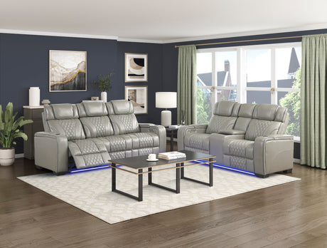 Apex Power Reclining Loveseat with Massage, Heat, LED and Console - Leather | Homelegance - sold by Home Elegance USA