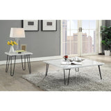 Acme - Telestis Coffee Table 84500 White Marble Top & Black Finish