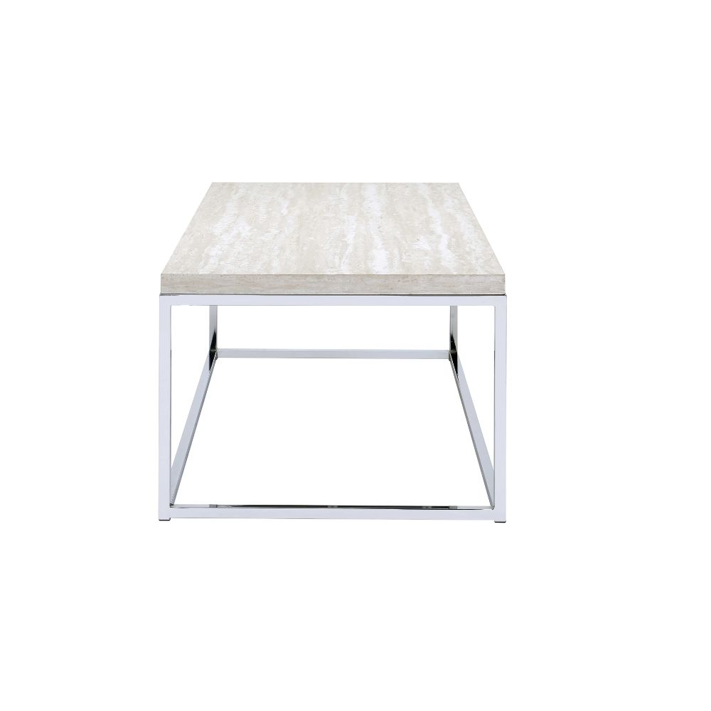 Acme - Snyder Coffee Table 84625 Engineered Stone Top & Chrome Finish