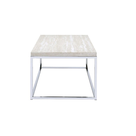 Acme - Snyder Coffee Table 84625 Engineered Stone Top & Chrome Finish