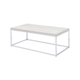 Acme - Snyder Coffee Table 84625 Engineered Stone Top & Chrome Finish