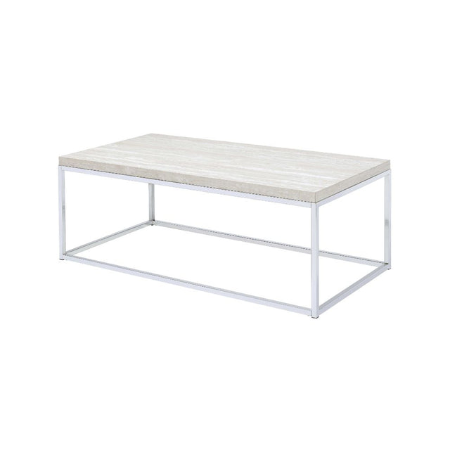 Acme - Snyder Coffee Table 84625 Engineered Stone Top & Chrome Finish