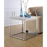 Acme - Snyder End Table 84627 Engineered Stone Top & Chrome Finish