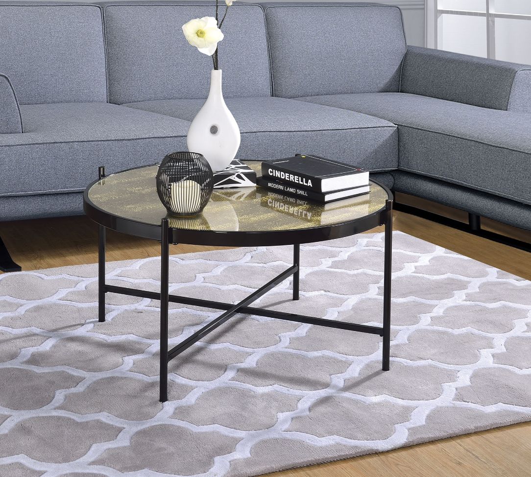 Bage Ii Coffee Table 84640 Glass & Black Finish | Acme - 84640 - Home Elegance USA - 1