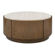 Tindall Round Travertine Coffee Table Brown / White / Woodtone - White / Dark Brown by Uttermost - View 1