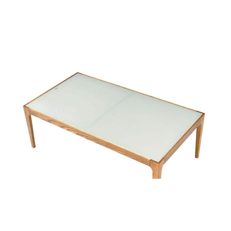 Acme - Gwynn Coffee Table 84665 Frosted Glass & Natural Finish