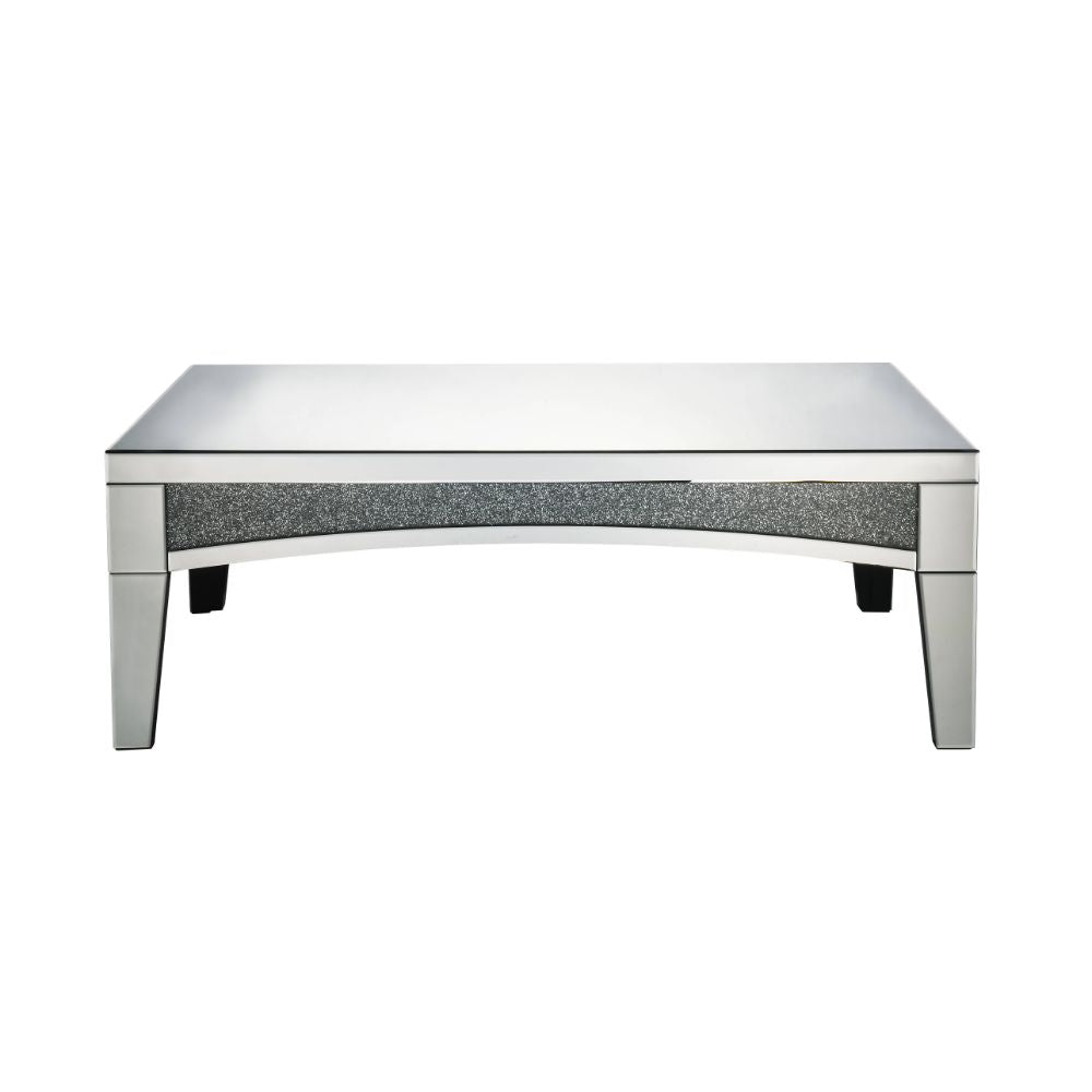 Acme - Noralie Coffee Table 84675 Mirrored & Faux Diamonds