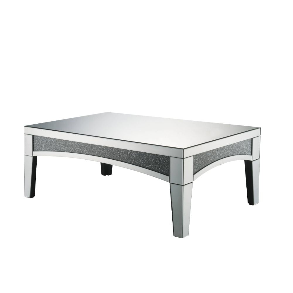 Acme - Noralie Coffee Table 84675 Mirrored & Faux Diamonds