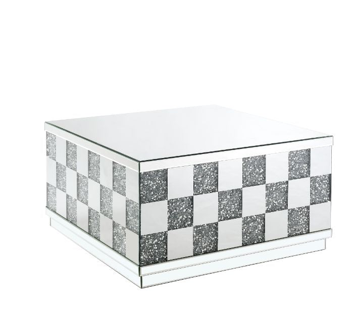 Acme - Noralie Coffee Table 84690 Mirrored & Faux Diamonds