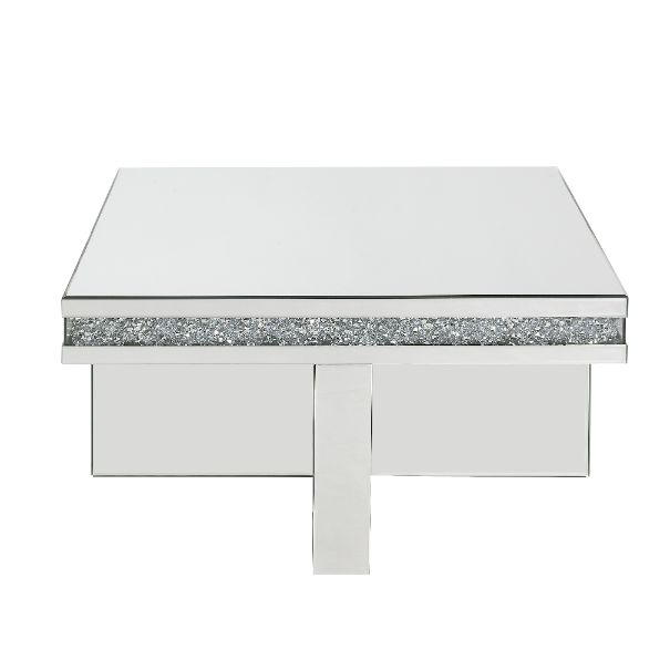 Acme - Noralie Coffee Table 84695 Mirrored & Faux Diamonds