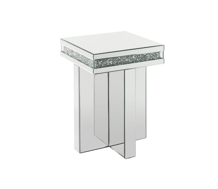 Acme - Noralie End Table 84697 Mirrored & Faux Diamonds