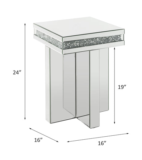 Acme - Noralie End Table 84697 Mirrored & Faux Diamonds