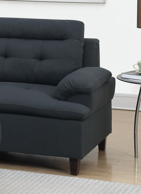 Living Room Furniture Black Cushion Sectional w Ottoman Linen Like Fabric Sofa Chaise - sold by Home Elegance USA