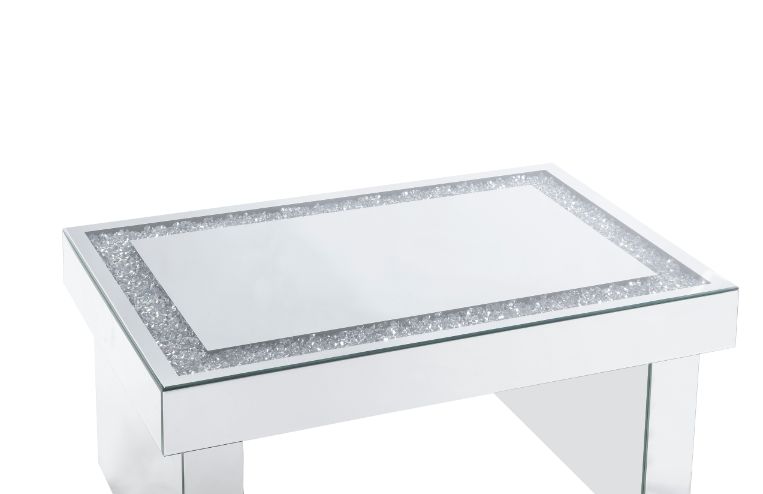 Acme - Noralie Coffee Table 84700 Mirrored & Faux Diamonds