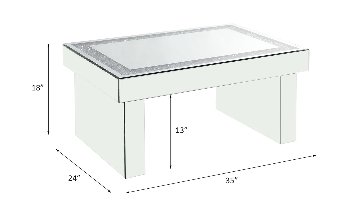 Acme - Noralie Coffee Table 84700 Mirrored & Faux Diamonds