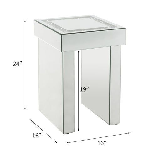 Acme - Noralie End Table 84702 Mirrored & Faux Diamonds