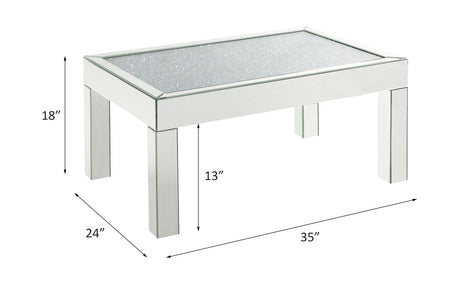 Acme - Noralie Coffee Table 84705 Mirrored & Faux Diamonds