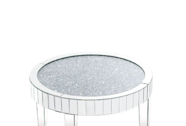 Acme - Noralie Coffee Table 84710 Mirrored & Faux Diamonds