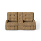 Devon Transitional Fabric Reclining Loveseat With Console | Flexsteel