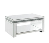 Acme - Noralie Coffee Table 84715 Mirrored & Faux Diamonds