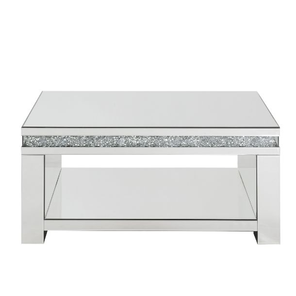 Acme - Noralie Coffee Table 84715 Mirrored & Faux Diamonds