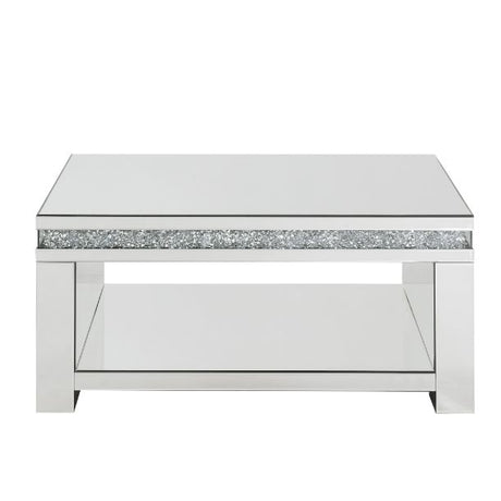 Acme - Noralie Coffee Table 84715 Mirrored & Faux Diamonds