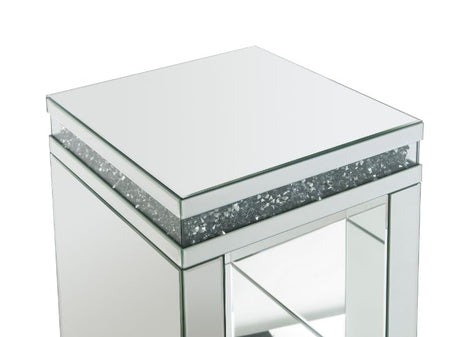 Acme - Noralie End Table 84717 Mirrored & Faux Diamonds