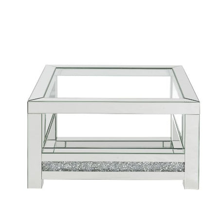 Acme - Noralie Coffee Table 84720 Mirrored & Faux Diamonds