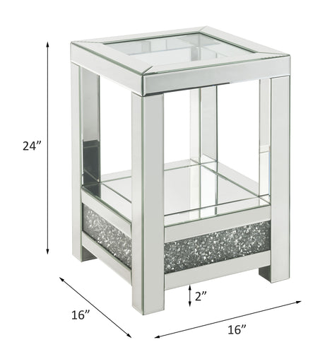 Acme - Noralie End Table 84722 Mirrored & Faux Diamonds