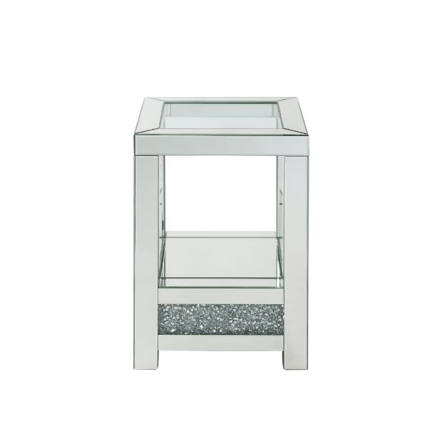 Acme - Noralie End Table 84722 Mirrored & Faux Diamonds