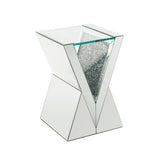Acme - Noralie End Table 84727 Clear Glass, Mirrored & Faux Diamonds