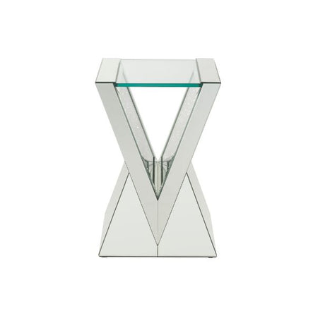 Acme - Noralie End Table 84727 Clear Glass, Mirrored & Faux Diamonds