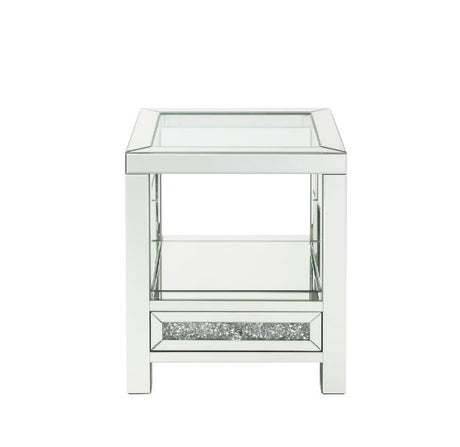 Acme - Noralie End Table 84732 Mirrored & Faux Diamonds