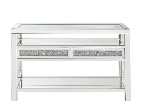 Acme - Noralie Sofa Table 84733 Mirrored & Faux Diamonds