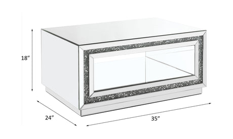 Acme - Noralie Coffee Table 84735 Mirrored & Faux Diamonds