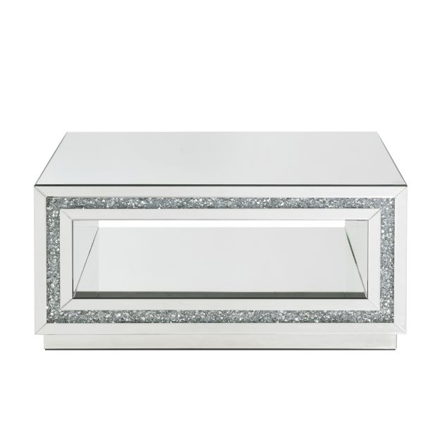 Acme - Noralie Coffee Table 84735 Mirrored & Faux Diamonds