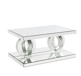 Acme - Ornat Coffee Table 84740 Mirrored & Faux Square Diamonds