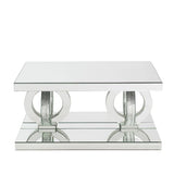 Acme - Ornat Coffee Table 84740 Mirrored & Faux Square Diamonds