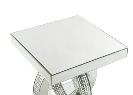 Acme - Ornat End Table 84742 Mirrored & Faux Square Diamonds