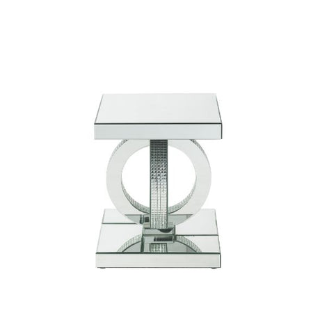 Acme - Ornat End Table 84742 Mirrored & Faux Square Diamonds