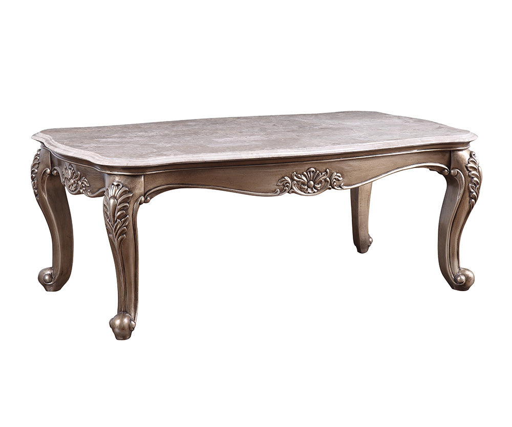 Acme - Jayceon Coffee Table 84865 Marble Top & Champagne Finish