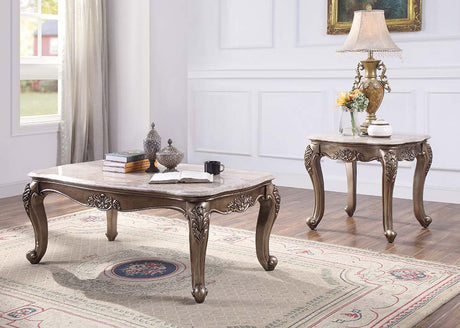 Acme - Jayceon Coffee Table 84865 Marble Top & Champagne Finish