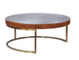 Acme - Tamas Coffee Table 84885 Aluminum & Cocoa Top Grain Leather