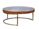 Acme - Tamas Coffee Table 84885 Aluminum & Cocoa Top Grain Leather