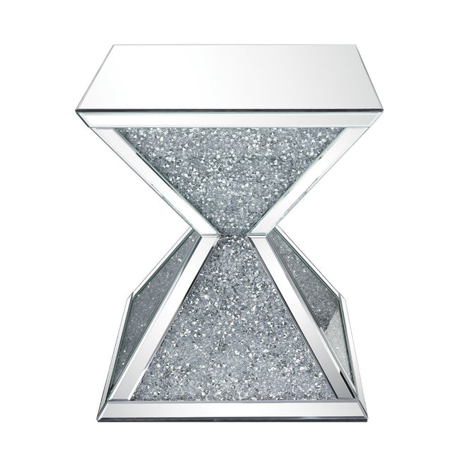 Acme - Noralie End Table 84902 Mirrored & Faux Diamonds