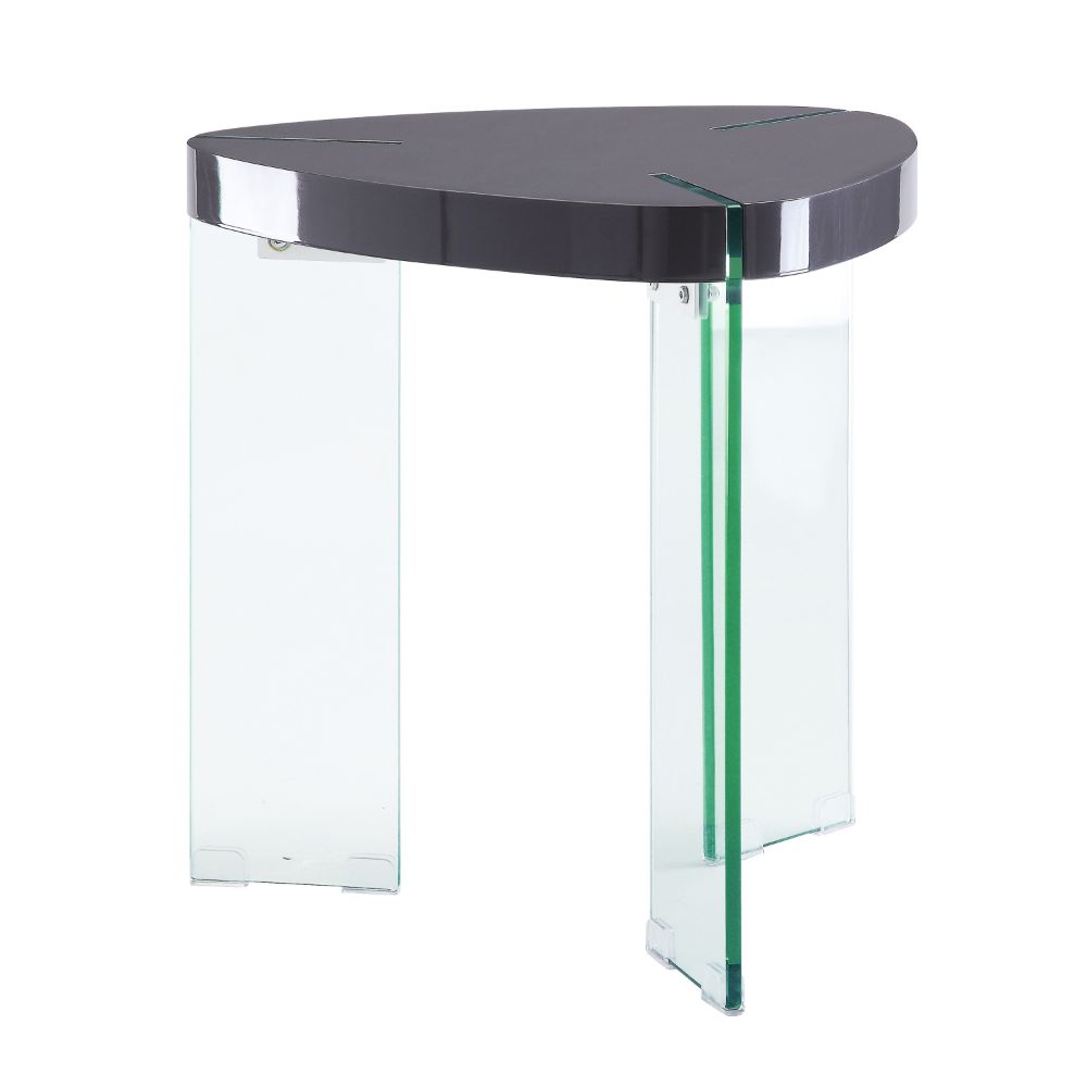 Acme - Noland End Table 84917 Clear Glass & Gray High Gloss Finish