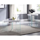 Acme - Noland Coffee Table 84920 Clear Glass & White High Gloss Finish