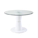 Acme - Kavi Coffee Table 84935 Clear Glass & White High Gloss Finish