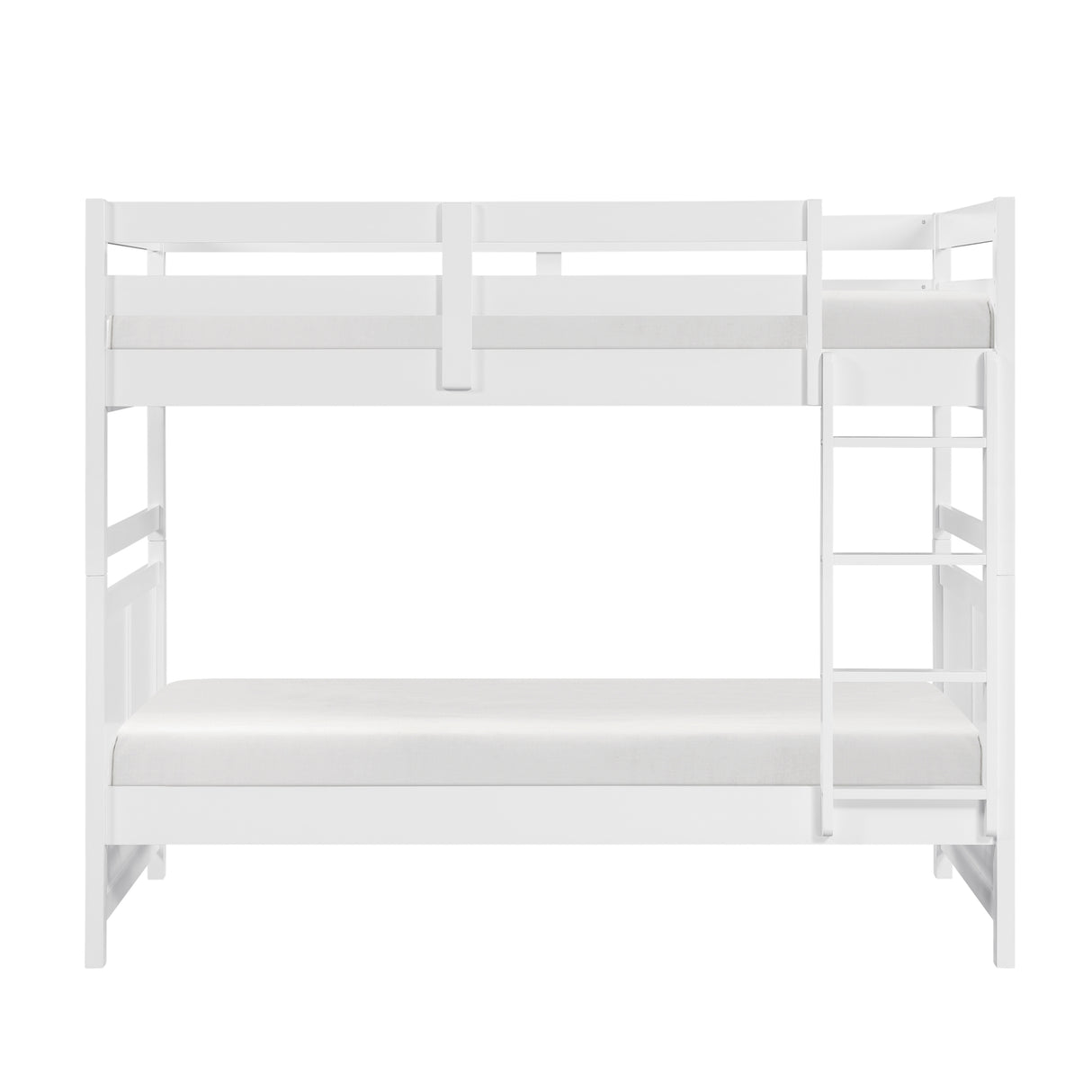 Bunk Bed Twin Over Twin White Finish Sturdy Wood Frame Guard Rails Youth Bedroom Furniture 1pc - sold by Home Elegance USA